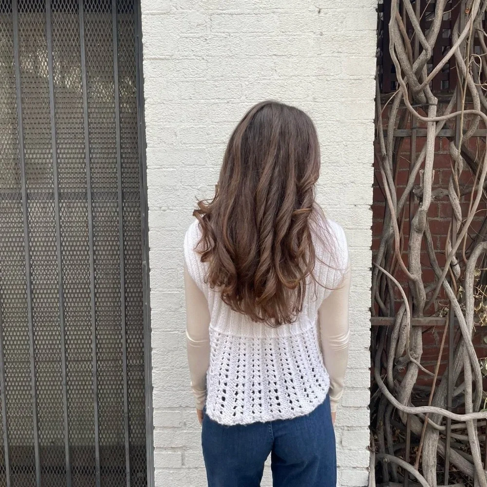 Handmade White crochet knit sweater vest size small